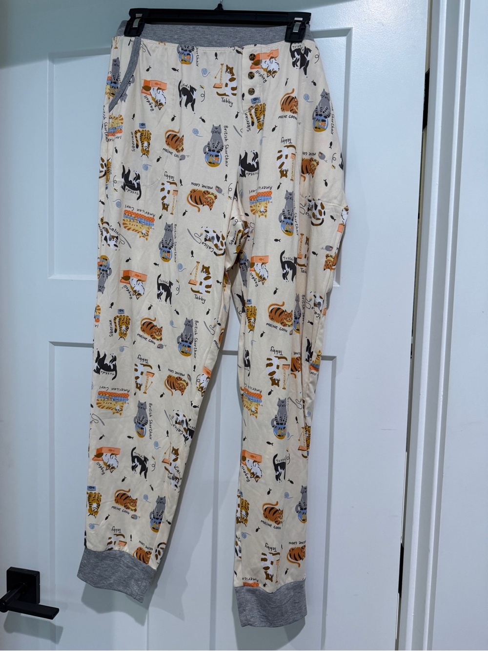 CUDDL DUDS Cream Cat & Tiger Print Pajama Pants & Top-Size L